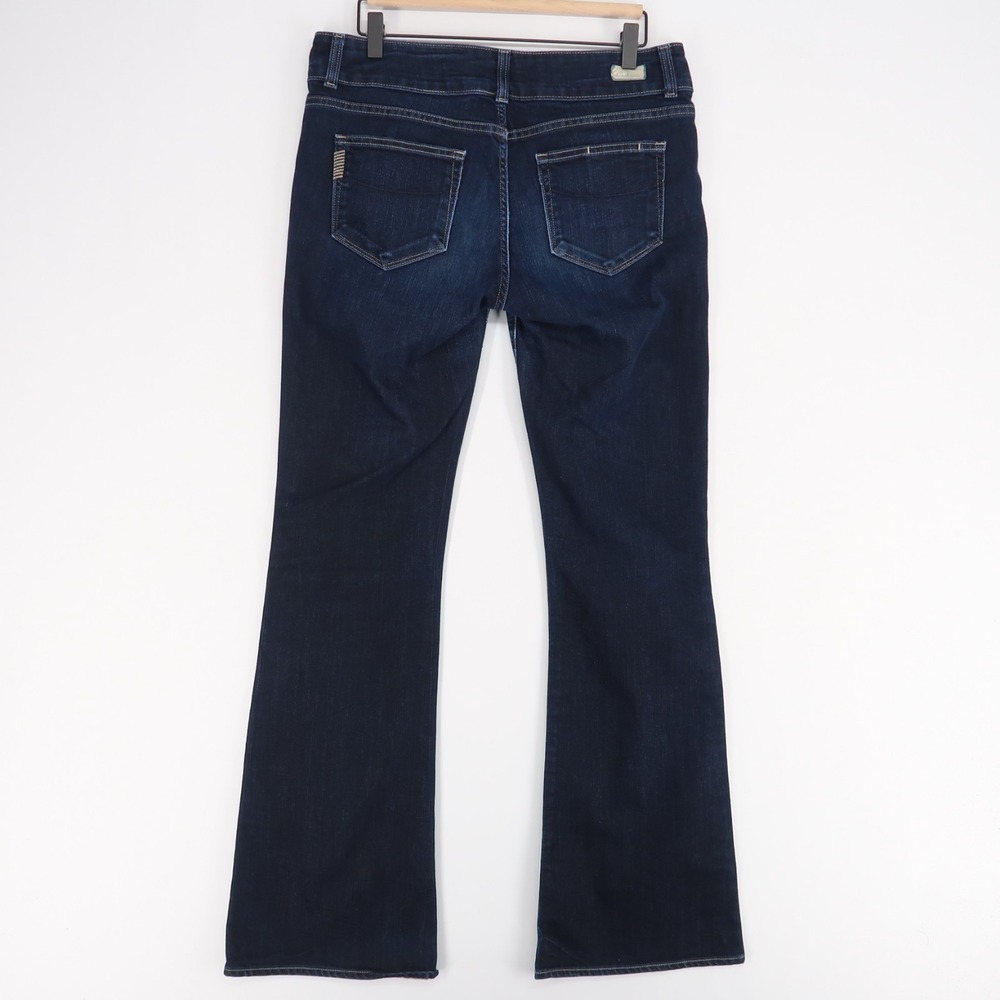Paige Hidden Hills Jeans Womens 31 Blue Bootcut Mid Rise Dark Wash Stretch - Picture 3 of 12